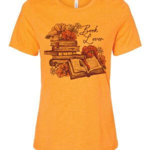 The Book Lover T Shirt, lovingly crafted on a BELLA + CANVAS - Women’s Relaxed Fit Heather shirt in the warm hue of Heather Marmalade, pays homage to this profound love for literature.