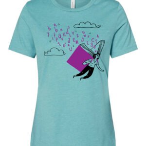 Embark on a literary adventure with our "Soaring Book Shirt" tee in Heather Blue Lagoon.