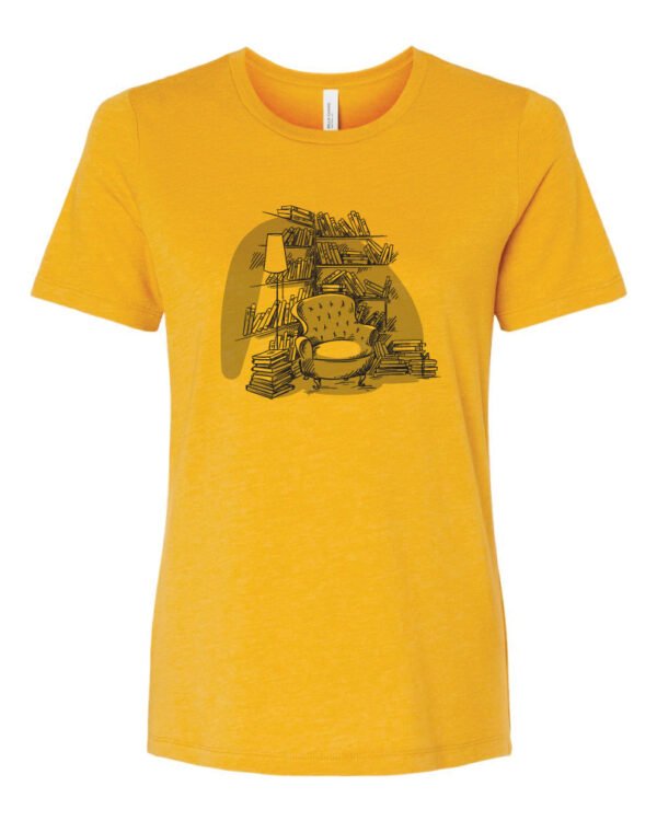 Embrace the serenity of reading in your private sanctuary with our "Cozy Reading Book Shirt: A Haven of Serenity" tee in Heather Mustard.
